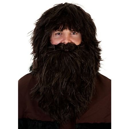 Perruque et barbe "viking", marron fonce
