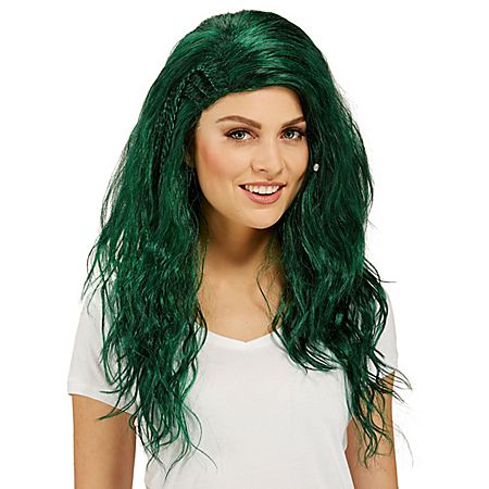 Perruque a cheveux boucles, vert ocean