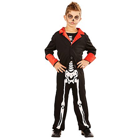Deguisement "squelette" pour enfants, noir/rouge
