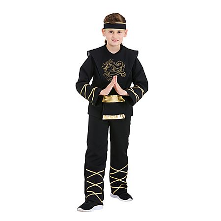 Deguisement de Ninja pour enfants, noir/dore