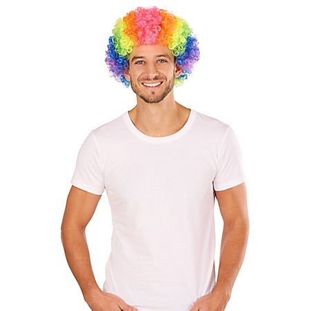 Perruque bouclee "clown", multicolore