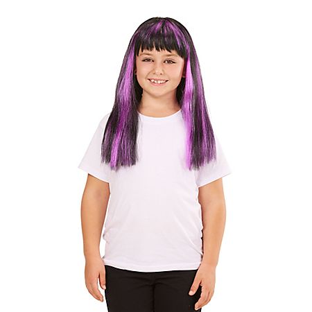 Perruque "sorciere" pour enfants, noir/violet