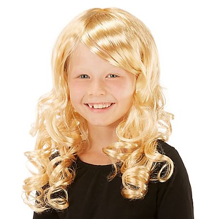 Perruque a cheveux longs boucles, blond, pour enfants