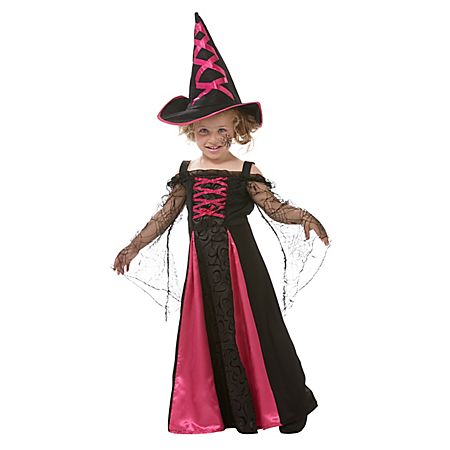 Deguisement de sorciere pour enfants, noir/rose vif