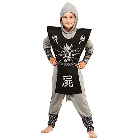 buttinette Deguisement de Ninja pour enfants, gris/noir/blan