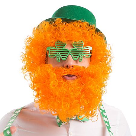 Perruque et barbe "Saint-Patrick", orange
