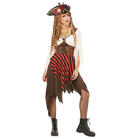 Robe pirate pour femmes, marron/rouge