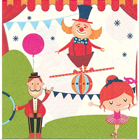 Image of Papierservietten "Zirkus", 33 x 33 cm, 20 Stück