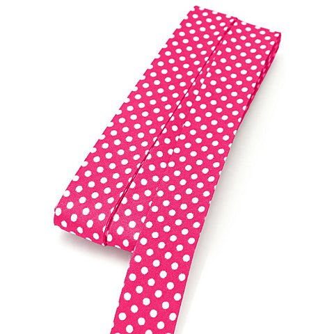 Image of buttinette Baumwoll-Schrägband "Punkte", pink-weiss, Breite: 2 cm, 5 m