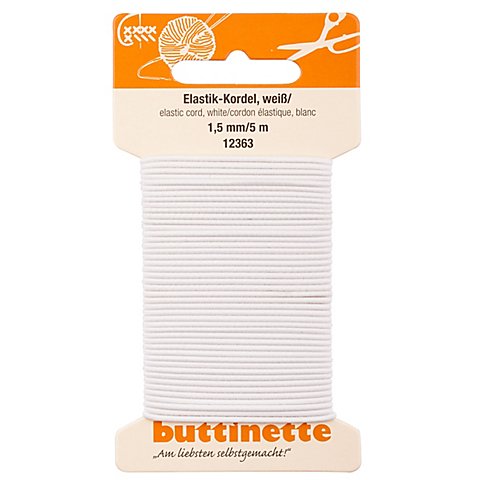 Image of buttinette Elastik-Kordel, weiss, Stärke: 1,5 mm, Länge: 5 m