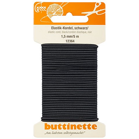 Image of buttinette Elastik-Kordel, schwarz, Stärke: 1,5 mm, Länge: 5 m