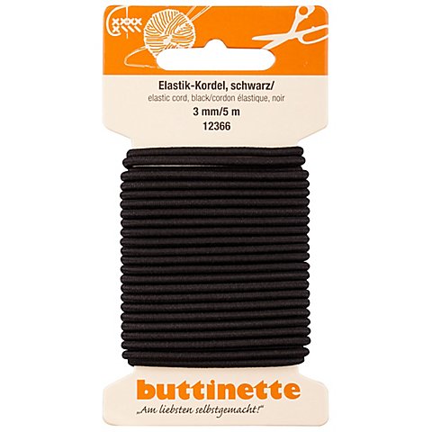Image of buttinette Elastik-Kordel, schwarz, Stärke: 3 mm, Länge: 5 m