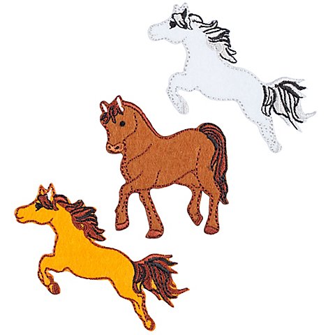 Image of buttinette Applikationen "Pferde", Grösse: 4 - 7,2 cm, Inhalt: 3 Stück