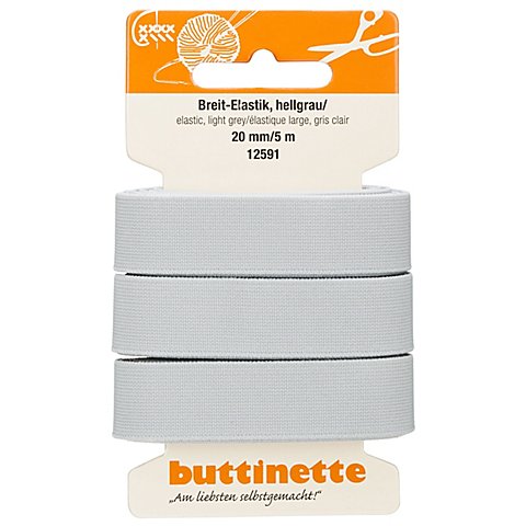 Image of buttinette Gummiband "Breit-Elastik", hellgrau, Breite: 20 mm, Länge: 5 m