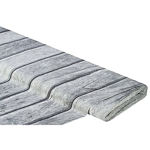 Image of Baumwollstoff-Digitaldruck "Holzwand", Serie Ria, grau