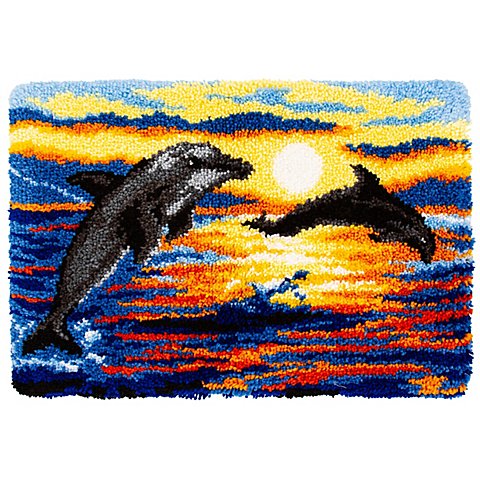 Image of Knüpfteppich "Delfin", 74,5 x 50 cm