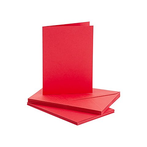 Image of Doppelkarten & Hüllen, rot, A6 / C6, je 10 Stück
