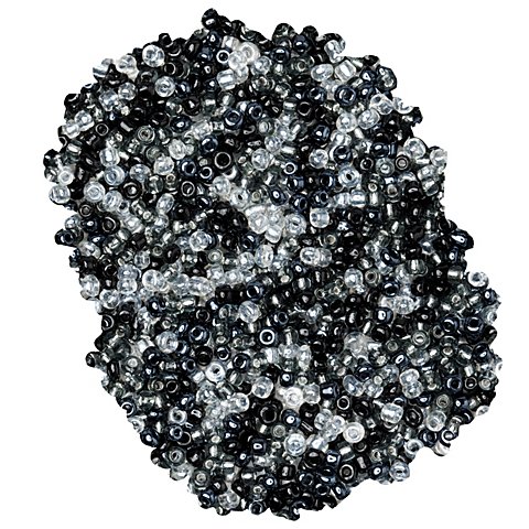 Image of Rocailles-Perlen, grau-schwarz-klar, 2,5 mm Ø, 100 g