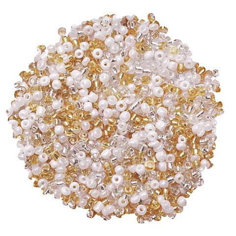 Image of Rocailles-Perlen, gold-silber-weiss, 2,5 mm Ø, 100 g