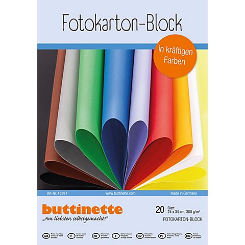 Image of buttinette Fotokarton-Block, bunt, 24 x 34 cm, 20 Blatt