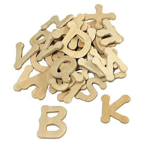 Image of Buchstaben aus Holz, 2,5 cm, 52 Stück