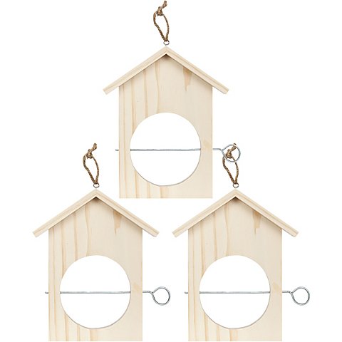 Image of Futterhalter "Haus" aus Holz, 15,5 x 2 x 19 cm, 3 Stück
