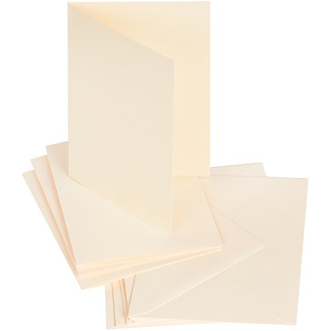 Image of Doppelkarten & Hüllen, creme, A6 / C6, je 50 Stück