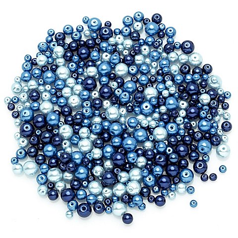 Image of Glaswachsperlen, Blautöne, 4&ndash;8 mm Ø, 100 g