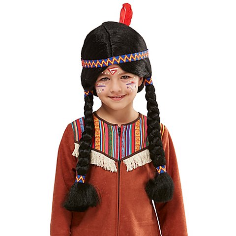 Image of Indianer Perücke für Kinder, schwarz