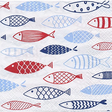 Image of Papierservietten "Fische", 33 x 33 cm, 20 Stück