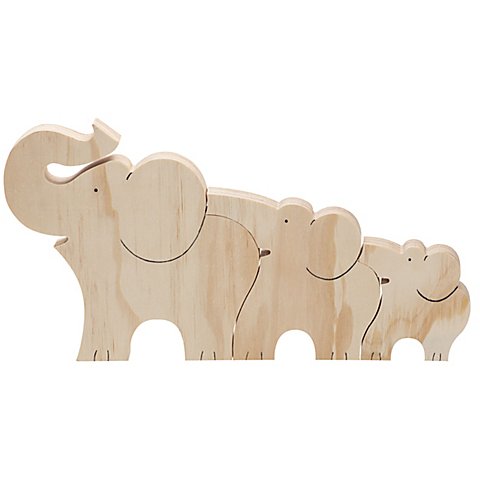 Image of Elefantenfamilie aus Holz, 30 x 16 cm, 3 Stück
