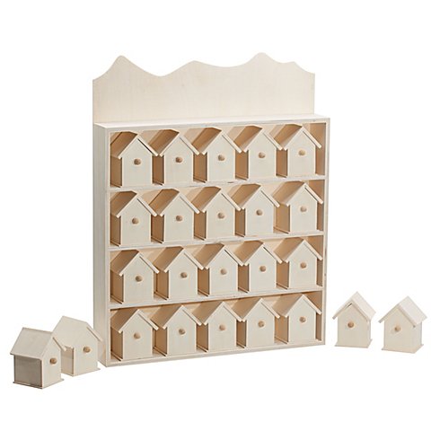 Image of Adventskalender "Häuser" aus Holz, 40 x 32 cm