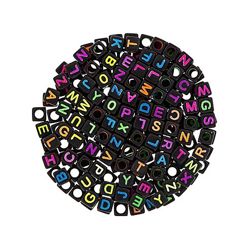 Image of Buchstabenwürfel, schwarz-neon, 200 Stück