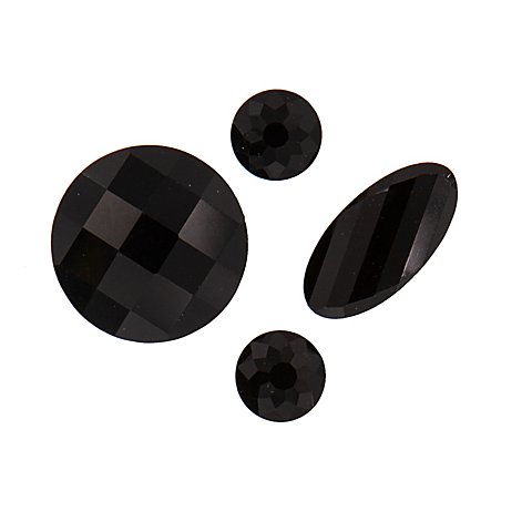 Image of Facettierte Glasperlen, schwarz, 4 Stück