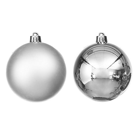 Image of Weihnachtskugeln aus Kunststoff, silber, 10 cm Ø