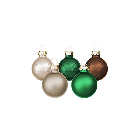 Image of Weihnachtskugeln aus Glas, grün, braun, creme, 3 cm Ø, 12 Stück