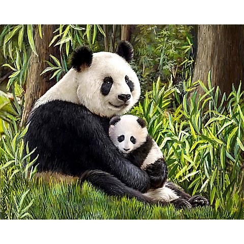 Image of Diamantenstickerei-Set "Panda Mutter" , 48 x 38 cm