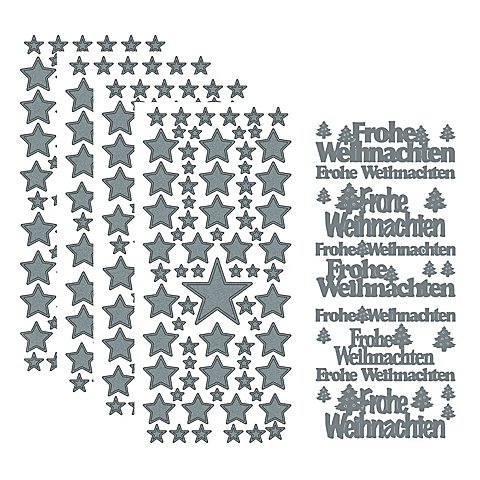 Image of Klebesticker "Sterne & Weihanchten", silber, 23 x 10 cm, 5 Bogen