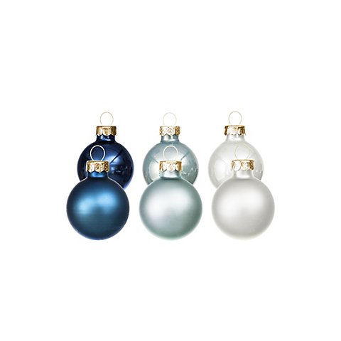 Image of Weihnachtskugeln aus Glas, blau, weiss, 3 cm Ø, 12 Stück