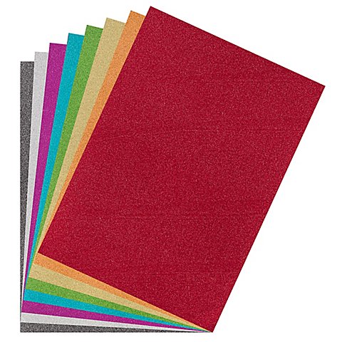 Image of Glitterpapier "Grundfarben", 21 x 29,7 cm, 8 Blatt