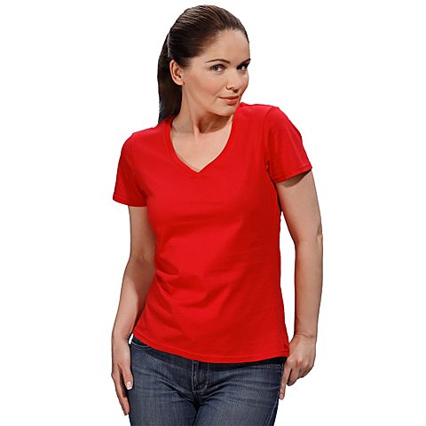 Image of Shirt mit V-Aussschnitt für Damen, rot