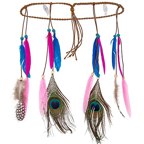 Image of Indianer-Haarband mit Federn, blau/lila