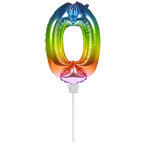 Image of Folienballon "0", bunt, 36 cm