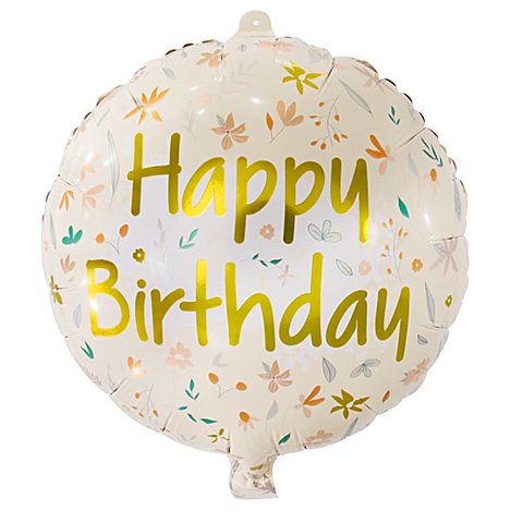 Image of Folienballon "Happy Birthday", pastell/gold, 45 cm Ø