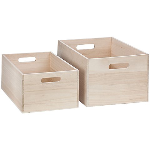 Image of Holz-Kisten mit Tragegriffen, 36 x 26 x 19 cm und 32 x 22 x 15 cm, 2 Stück