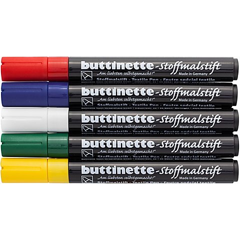 Image of buttinette Stoffmalstifte-Set, für dunkle Stoffe, 5er-Pack