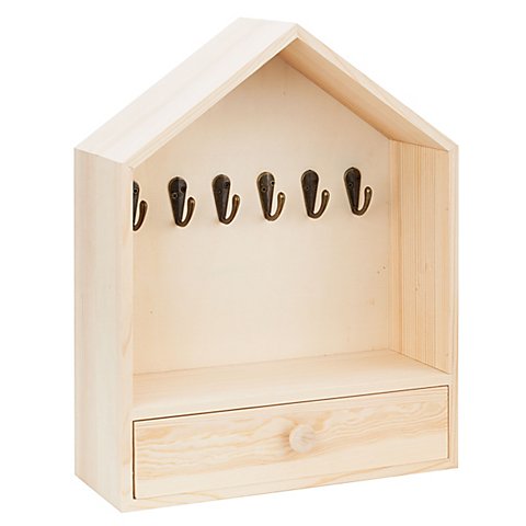 Image of Schlüsselkasten aus Holz, mit Schublade, 25 x 10 x 31,5 cm