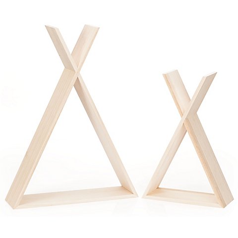 Image of Wandregal-Set "Tipi" aus Holz, 2 Stück