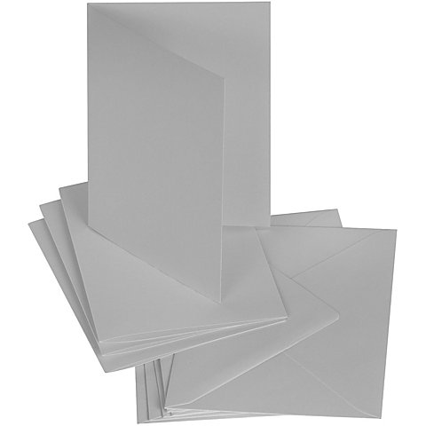 Image of Doppelkarten & Hüllen, grau, A6 / C6, je 50 Stück