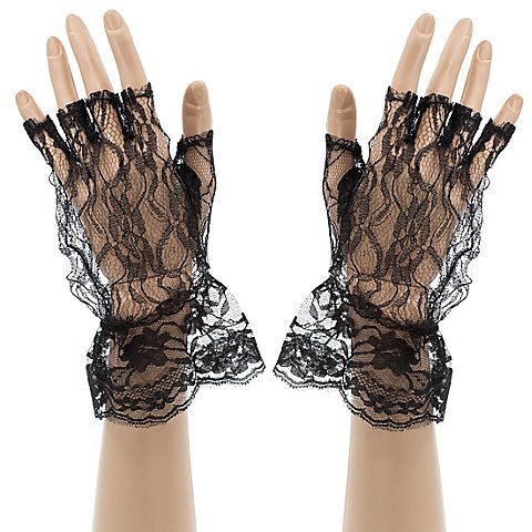 Image of Handschuhe aus Spitzenstoff, schwarz